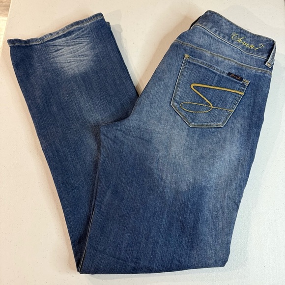 Seven 7 Bootcut Jeans Distressing Midrise Medium Wash Denim Women’s Size 10 - Picture 5 of 16